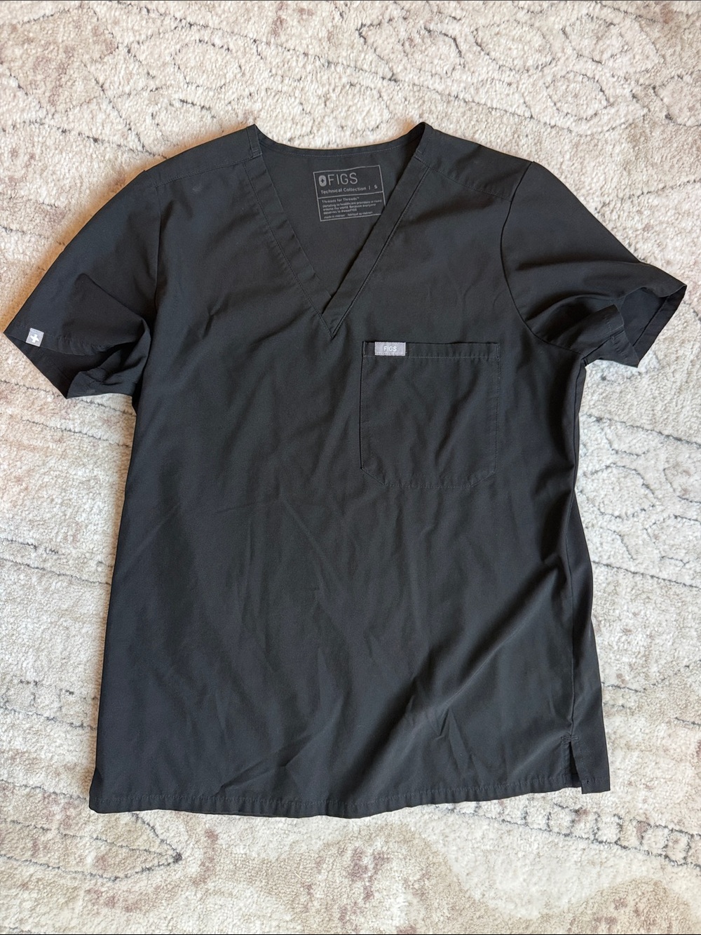 Figs Black FREEx Set, Unlined Top and Lined Pant, M Tall Pant and S Top